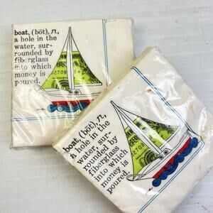 Vintage Nautical Cocktail Napkins Boat Money Humor Party Contempo Facial Tissue